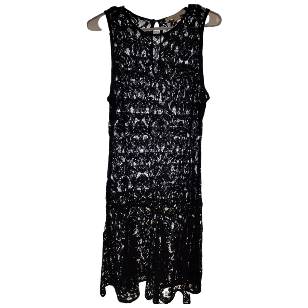Michael Kors Cocktail Dress Outer Shell Knee Length Lace Dark Navy Sz 6